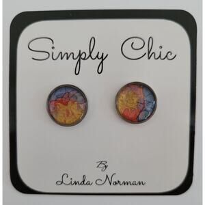 Earrings Oil and Resin Stud with Lux Pouch  Old Money, Classic, Artsy,